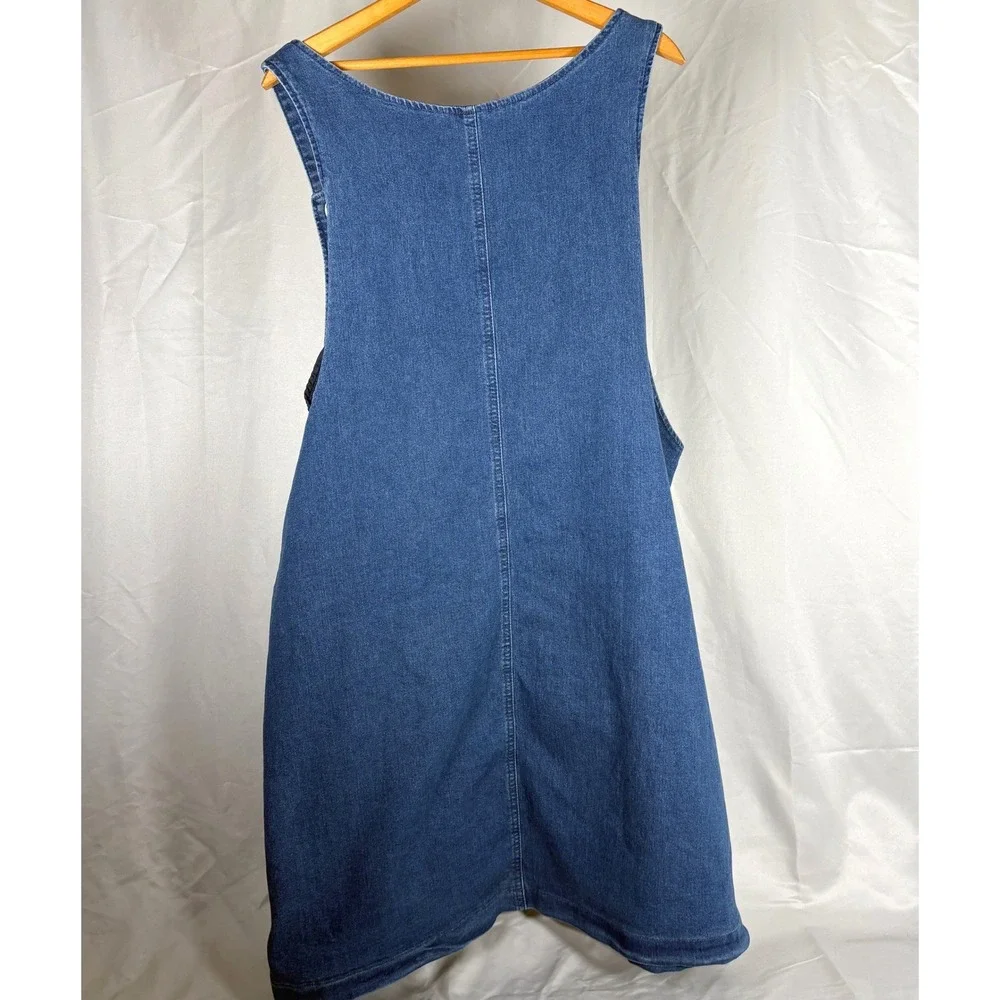 Agnes Orinda Denim Overall‎ Pinafore Bib Jumper Dress Plus Size 3X Blue Pocket